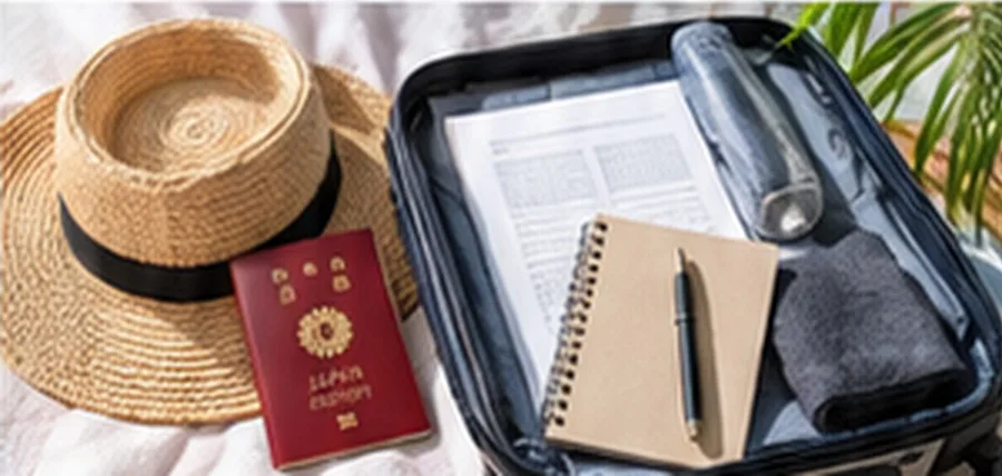 パスポートと旅行準備の荷物